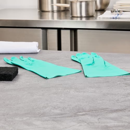 Restaurantware-Clean Tek Professional 15 Mil Medium Cleaning Gloves, 1 Pair Of Long Cuff Gloves - Flock Lining, No-Powder, Green Nitrile Chemical Tolerant Gloves, No-Latex, Heavy-Duty Tasks - color: Green, size: Medium