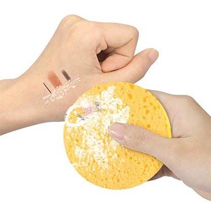AKOAK 5 Pcs Face Compression Sponge Round Makeup Remover Pad is Reusable for Deep Cleansing, Exfoliating, and Makeup Removal(Yellow) - color: Yellow
