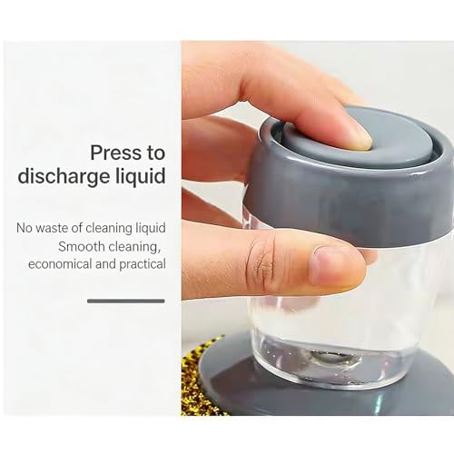 1/2Pcs Press to Clean Dish Brush with Automatic Soap Dispenser and Steel Scrubber for Kitchen Cleaning Easy to Use