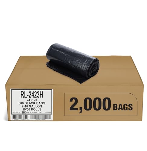 Aluf Plastics T-Tough Roll Pack Low Density Repro Blend Star Seal Coreless Rolls Bag, 7-10 Gallon 1.0 Mil 23" Length x 24" Width, H Strength, Black (Pack of 2000) - color: Black, style: 7-10 Gal, 0.8 Mil, 2,000 Count