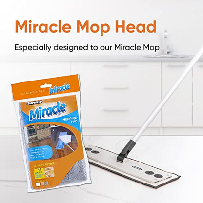 Superio Microfiber Mop Pads, Refill Miracle Mop, Dust Mop Replacement Head 16 Inch Damp Mop Refill for Flat Mop Set, with Velcro-Grey, 2 Pack - size: 2 Grey Dust Pads