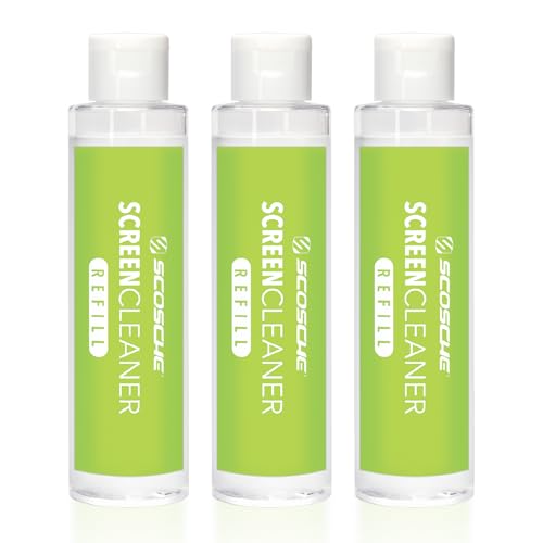 Scosche SCOCLNR Refill Bottles for Streak-Free Electronic Screen Cleaner Spray and Wipe Cleaning Kit for TV, Computer, Phone, iPhone, iPad, Laptop, MacBook, Car Touchscreen, 3 Pack of Refills - color: Clear, size: 3 Pack, style: 80mL Refill Bottle Only