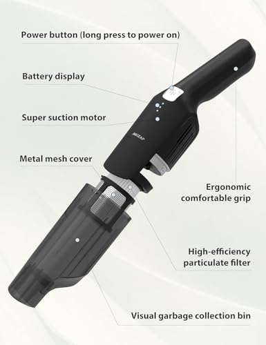 Cordless Handheld Vacuum,15KPA Powerful Car Vacuum,2-Speed,2 Charging Methods,Wireless Charger,Ergonomic Handle,Portable Rechargeable Vacuum Cleaner for Car,Home