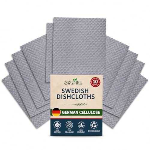 Swedish Dishcloths for Kitchen – 10 Pack Grey Reusable Cellulose Sponge Cloths – Ultra Absorbent, Eco-Friendly Cleaning Towels – No Odor, Assorted Dishcloths for Washing Dishes & General Cleaning - color: 10 Pcs-gray Plain