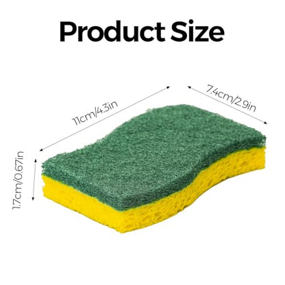 6-Pack Non-Scratch Kitchen Sponges – Durable Dish Sponges for Dishes, Pots, and Pans, Perfect for Cleaning Stainless Steel, Dishwashing, and More, Green & Yellow - color: Green Yellow