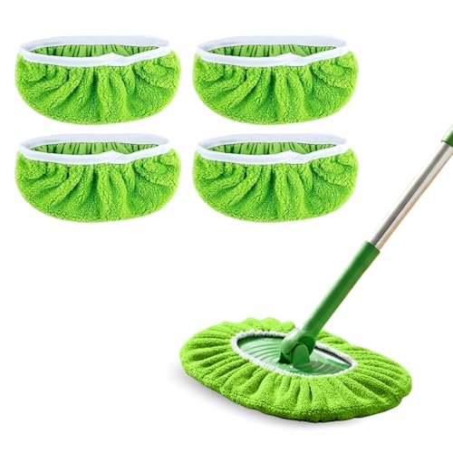4 Pack Reusable Microfiber Mop Pads - Dry Sweeping Cloths & Wet Mopping Cloths - Washable Wet Pads Refill for Mopping Floors (Mop is not Included), Green - color: Green 4-pack