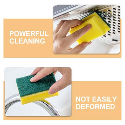 Unomor 10pcs Non-Scratch Scrub Scouring Sponge Pads for Dish Washing, Eco-Friendly Kitchen Cleaning Sponges Bulk Pack, Sturdy Pot Scrubber Suitable for Household Use