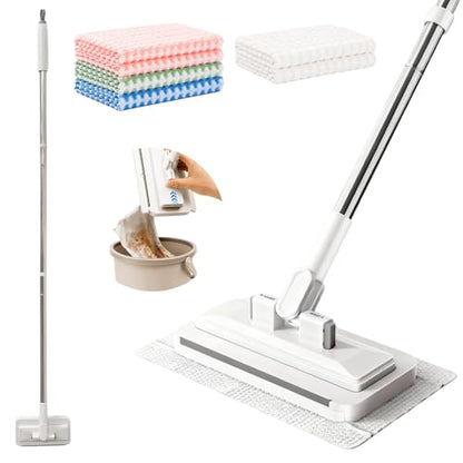 48" Mini Swifter Mop – Hands-Free Quick-Clamp Lazy Mop, with 5 Reusable Cloths, Small Head for Spot Cleanups – Easy Sweeping Floor Dust, Pet Hair, Best Complementary Tool - size: 48in Long Handle Mini Mop with 5 Reusable Cloths