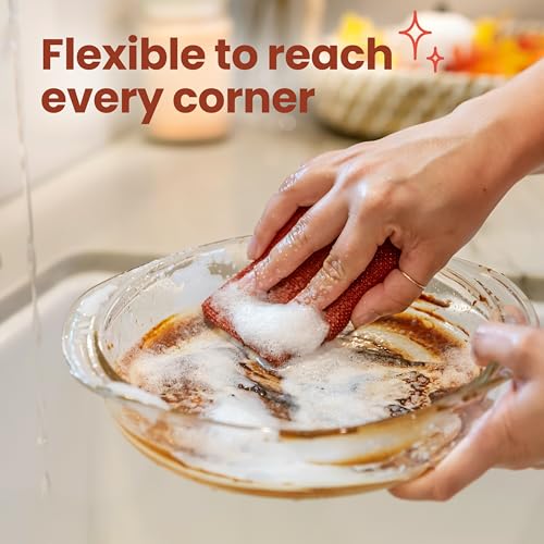 Scotch-Brite Harvest Dobie Scrubbing Pads, Non-Scratch Kitchen Sponge for Cleaning Dishes, Appliances, and Bathrooms, Copper Acorn Dish Sponge that Dries Fast, 2-Pack