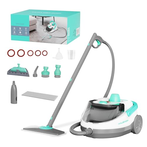 HAUSHOF Steam Cleaner, 1500W Powerful Steam Cleaner for Home with 19 Accessories & 51Oz Water Tank, Chemical-Free Multipurpose Portable Steambot for Floor, Tile, Grout, Couch, Window & Car