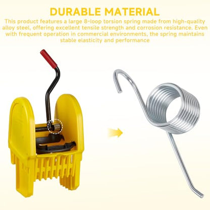 (2-Pack) Large 8-Loop Commercial Mop Bucket Wringer Spring Compatible with Rubbermaid Mop Bucket Side-Press Wringer Torsion Spring Replacement Parts For FG757588YEL, FG757588BRN, FG757588BLUE