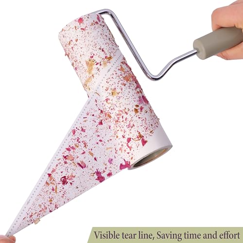 Extra Sticky Large Surface Lint Roller,6.3'' Giant Lint Roller for Pet Hair,5 Rolls 450 Sheets,Long Handle Lint Remover,Easily Remove Carpets, Clothes, Couch and Curtains Dust Cat and Dog Hair Removal - size: 1 Large Roller (Dust Cover) + 450 Sheets