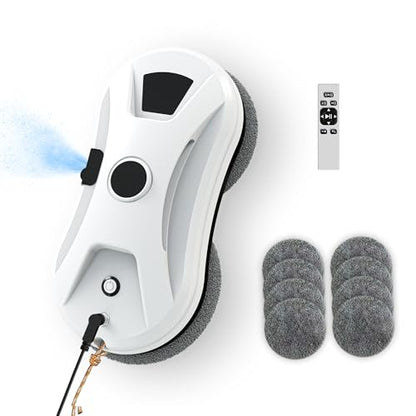 Automatic Window Cleaning Robot, Smart Robot Window Cleaner | window cleaning robot inside and outside with Spray,3000Pa Suction, Intelligent Path Planning, Remote Control for High Glass