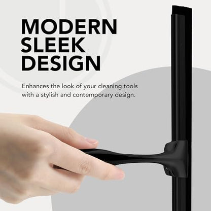 Metal Squeegee – Stainless Steel Window Cleaner Removes Water and Soap on Shower Doors, Car Windshields, Glass, with Soft Silicone Blade, Includes Hanging Hook and Screwdriver, Black - color: Black, size: Stainless Steel
