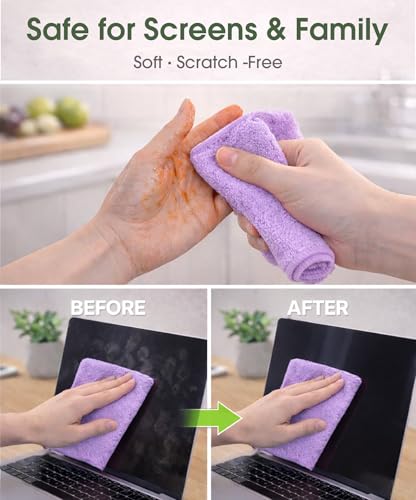 Microfiber Cleaning Cloth Roll - 100 Pack Tear Away Microfiber Paper Towels, Reusable, Washable, Scratch-Free, Kitchen Towels for Car, Home, Kitchen, Glass, Dishes (Light Purple) - color: Lightpurple