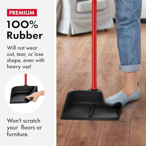 Dustpan with Handle by Ravmag- Solid Natural Rubber Construction- 2 Piece 29 Inch Handle Dust Pan- Stand Up Design- Accommodates Any Broom/Hand Brush- Best Dustpans for Home/Lobby/Shop - size: 2 Piece 29 Inch Handle