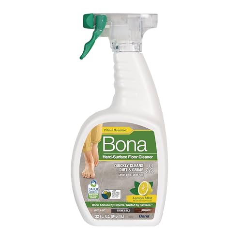 Bona Multi-Surface Floor Cleaner Spray - 32 fl oz - Lemon Mint Scent - Refillable - Residue-Free Floor Cleaning Solution for Stone, Tile, Laminate, and Vinyl Floors - size: 32 Fl Oz (Pack of 1)