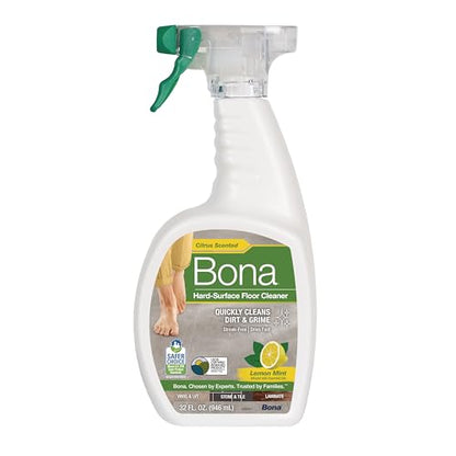 Bona Multi-Surface Floor Cleaner Spray - 32 fl oz - Lemon Mint Scent - Refillable - Residue-Free Floor Cleaning Solution for Stone, Tile, Laminate, and Vinyl Floors - size: 32 Fl Oz (Pack of 1)