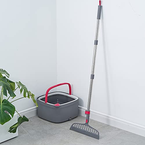 True & Tidy SPIN-800 TrueClean Mop and Bucket System Self Wringing Spin Mop with Separate Compartments for Clean and Dirty Water (Pink) - color: Pink