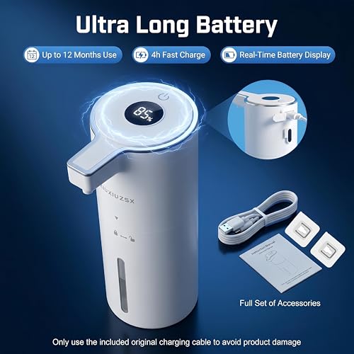 Touchless Automatic Foaming Soap Dispenser | USB Rechargeable Wall Mount 400ml Waterproof Sensor Foam Hand Soap Dispenser for Bathroom Kitchen Kids White - color: White Foam