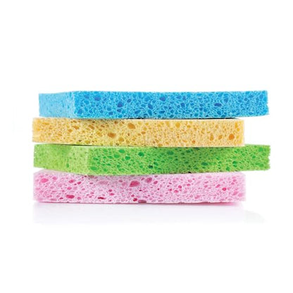 HIC Kitchen Pop-Up Sponges, Rectangular, Natural Vegetable Cellulose, Set of 4 - style: Pop Up, Set/4