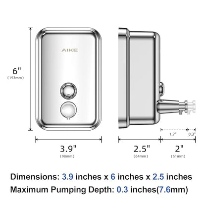 AIKE Polished Stainless Steel Wall Mount Pump Soap Dispenser Polished 17 fl.oz. AK1001 - size: 17 fl.oz.