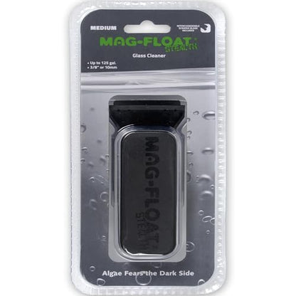 Mag-Float Medium Black Stealth Glass Magnet Aquarium Scraper Cleaner with Blade - Floating Magfloat Magnetic Cleaning Tool - size: Medium