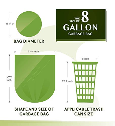 Compostable Trash Bags - FORID 8 Gallon Garbage Bags 150 Count Trash Can Liners 30 Liter Unscented Medium Wastebasket Bags for Kitchen Bathroom Home Office Garbage Can (5Rolls/Green) - Durable & Thick - style: 8 Gal (150 Count)