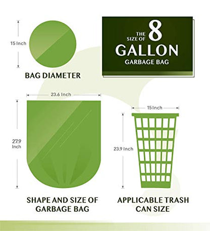 Compostable Trash Bags - FORID 8 Gallon Garbage Bags 150 Count Trash Can Liners 30 Liter Unscented Medium Wastebasket Bags for Kitchen Bathroom Home Office Garbage Can (5Rolls/Green) - Durable & Thick - style: 8 Gal (150 Count)