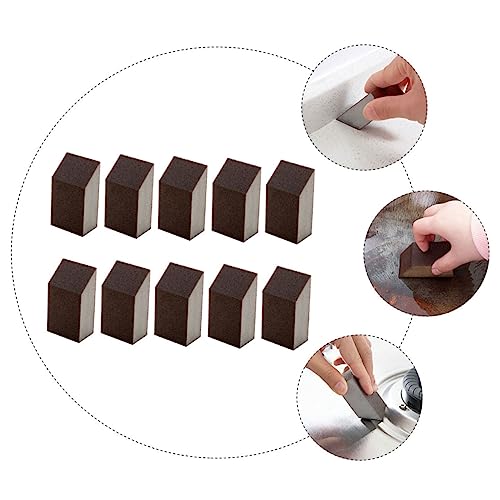 10pcs Emery Sponge Wet Dry Sandpaper Kitchen Tool Carborundum Sponge Buffing Diamond Polishing Pads Pan Washing Pot s Kitchen Brush Brown
