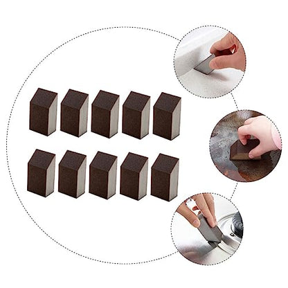 10pcs Emery Sponge Wet Dry Sandpaper Kitchen Tool Carborundum Sponge Buffing Diamond Polishing Pads Pan Washing Pot s Kitchen Brush Brown