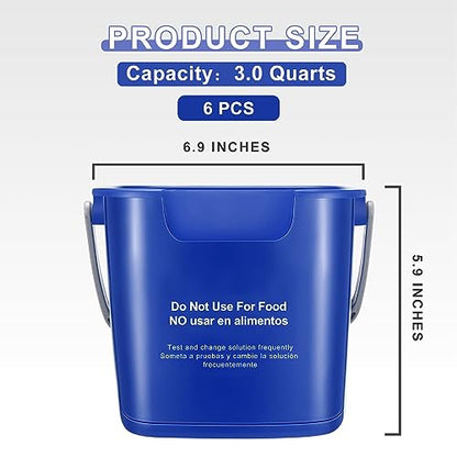 Roshtia 6 Pcs 3 Quart Cleaning Bucket Small Sanitizing Square Bucket Detergent Pail for Home Commercial Restaurant Kitchen Office School (Dark Blue) - color: Dark Blue