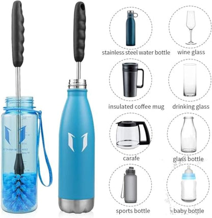 4 Pack Bottle Brush Cleaning Set,Multi-Function Long Handle Bottle Cleaner for Glasswares, Travel Coffee Mugs, Narrow Cup,Straw Cleaning Brush,Food Jars, Sinks, Cup Cover Supplies (4 Pack)