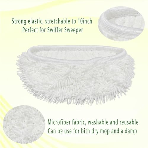 Reusable Microfiber Mop Pads Washable Wet Pads Compatible with Refills for Swiffer Sweeper Wet & Dry Sweeping Cloths Mop Head Replacement for Household Cleaning - size: White 4PCS