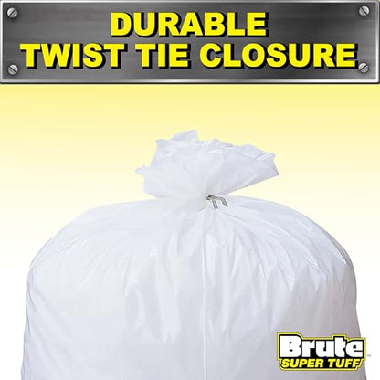 Brute Super Tuff Heavy Duty 2.2 MIL Kitchen Compactor Bags, Twist Tie Closure, White, Clean Fresh Scent with Odor Protect Technology, 20 Gallon, 20 Count - size: 20 Count (Pack of 1), style: Compactor (20 Gallon)