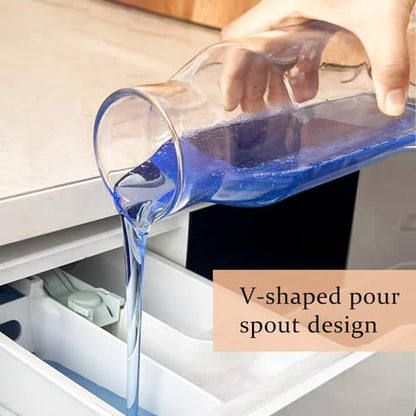 Glass Laundry Detergent Dispenser Set with Cork Lids, Fabric Softener Dispenser, Easy Pour 3 Pack Laundry Bottles, Liquid Detergent Containers, Scent Booster & Bleach Container for Laundry Room - size: 3 Bottles