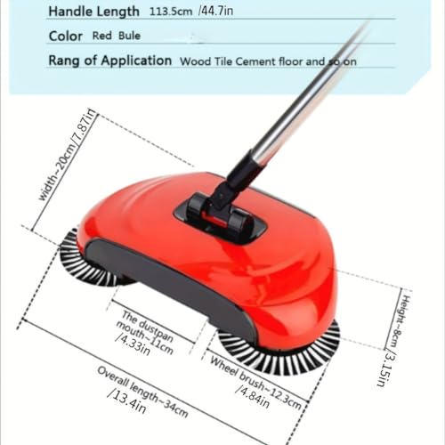 Manual Sweeper, Carpet Sweeper, Mini Hand Push Sweeper 3 in 1 Household Cleaning Lazy Dustpan Trash Bin 360° Rotating Floor Cleaning Mop for Hardwood Ceramic Tiles, with 10 Cloth (Lake Blue) - color: Lake Blue