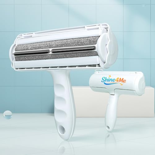 Shine4Me Reusable Pet Hair Remover Roller for Couch, Furniture, Clothes and Car, Lint Remover for Dog and Cat Hair, No Refills Needed, Portable Manual Fur Remover, White