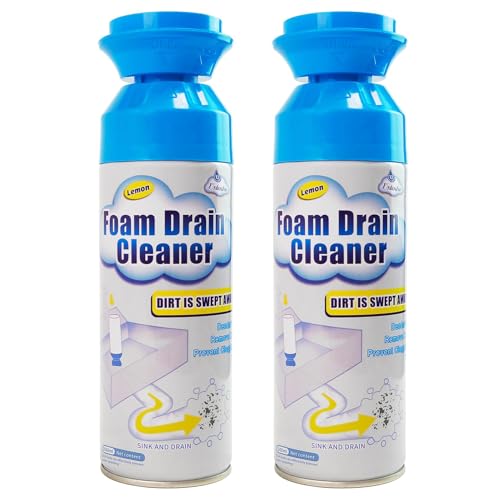 Drain Cleaner, Foaming Drain Cleaner and Deodorizer, Sink Cleaning Foam, Drains Clog Remover for Kitchen Bathroom Drains, Sinks, Tubs (2PCS)