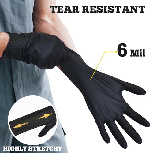 TitanFlex Disposable Nitrile Exam Gloves - 6-mil, Black, XL 1000-ct Case, Heavy Duty, Latex Free, Food Safe for Cooking & Food Prep - color: 02 6mil (1000ct), size: X-Large