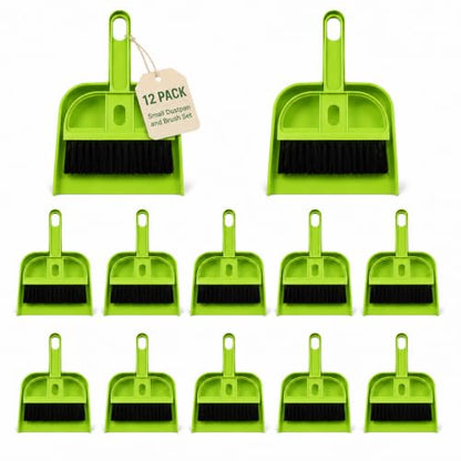 Healifty 12 Sets Dustpan Hand Broom and Shovel Small Broom and Dustpan Set for Desk Keyboard Pet - Portable Desktop Sweep Tools