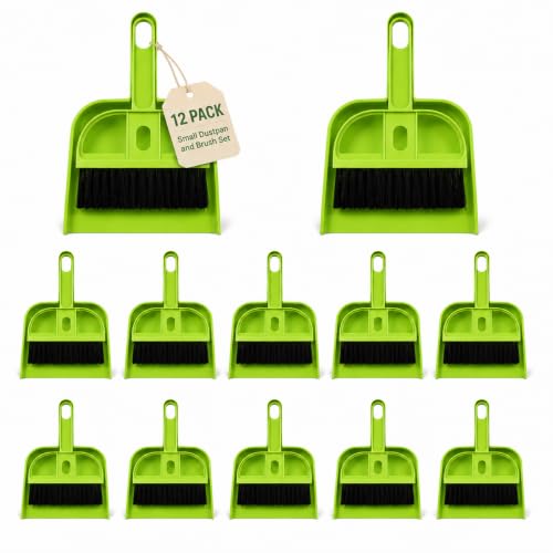 Healifty 12 Sets Dustpan Hand Broom and Shovel Small Broom and Dustpan Set for Desk Keyboard Pet - Portable Desktop Sweep Tools
