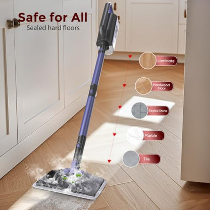 6-in-1 Steam Mop with Detachable Handheld Steamer Professional Steam Mop for Floor Cleaning, Sanitizing Steam Cleaner with Hot Vapor Technology purple