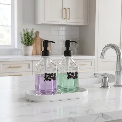 JASAI 2Pack Glass Soap Dispenser with Black Rust Proof Pump, Refillable Dish Soap Dispenser with for Kitchen and Bathroom. - color: 2 Pack Matteblack