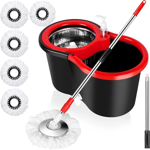Spin Mop & Bucket Set with 2 Microfiber Mop Heads