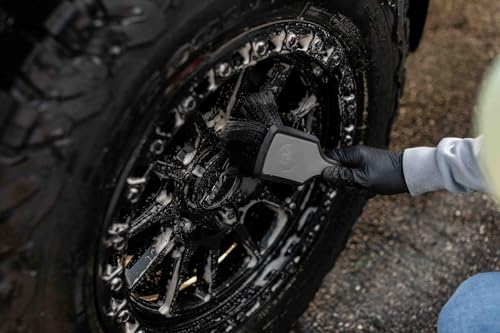 Detail Factory - ProGrip Wheel Face Brush - Ergonomic ProGrip Handle - Premium Wheel Cleaner Brush - Soft Flagged-Tip Bristles - Octane Underglow