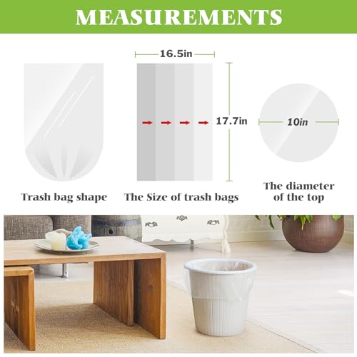 2 Gallon 100 Counts Strong Trash Bags Garbage Bags by Teivio,Small Waste Basket Liners,Bathroom Trash Can Bin Liners, Plastic Bags for home office kitchen Car, Clear