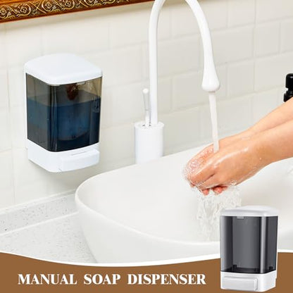 Hushee 2 Pcs Commercial Soap Dispenser Hand Wall Mounted Bathroom 33.8oz/1000ml Manual Soap Dispenser Liquid Containers with Pump Black Shower Plastic Wash Wall Container Shampoo Gel for Kitchen Hotel - color: Black, size: ['33.8 fl oz']