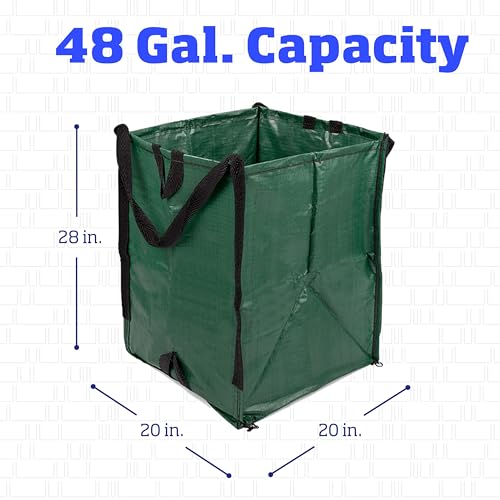 DURASACK Heavy Duty Home and Yard Bags 48-Gallon Reusable Self-Standing Lawn and Leaf Bags Garbage Can with Reinforced Handles, Green - color: Green