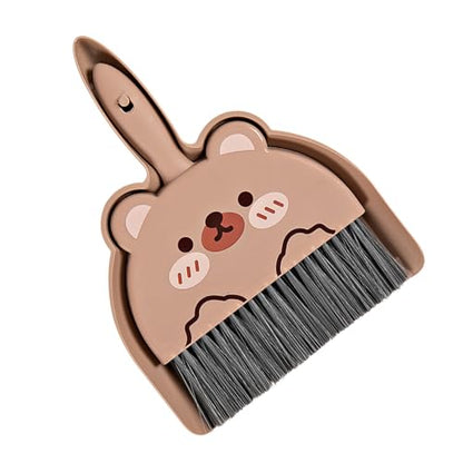Mini Dustpan and Brush Set, Cartoon Portable Cleaning Broom with Dust Pan, Handheld Dust pan with Cleaning Brush Combo for Desk Keyboard Countertop (Bear) - size: Bear